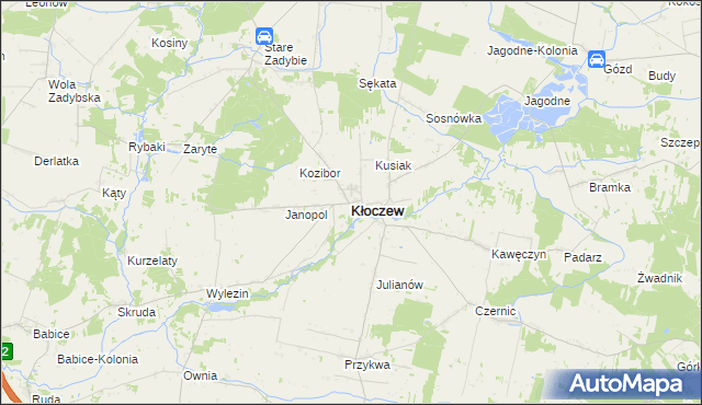 mapa Kłoczew, Kłoczew na mapie Targeo
