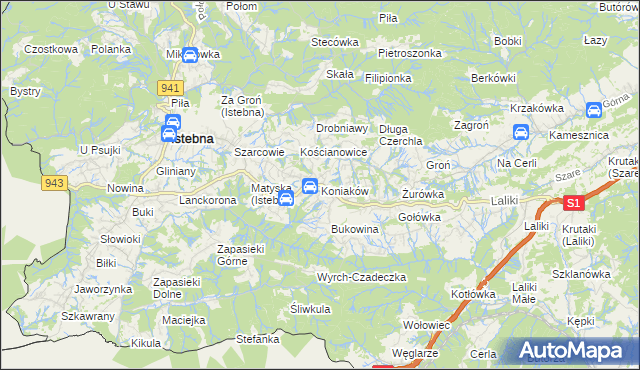 mapa Koniaków, Koniaków na mapie Targeo