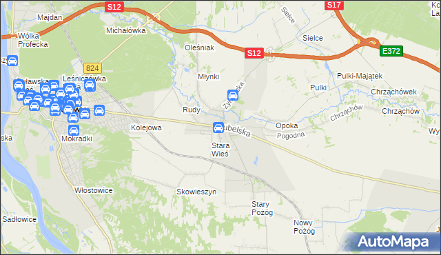 mapa Końskowola, Końskowola na mapie Targeo