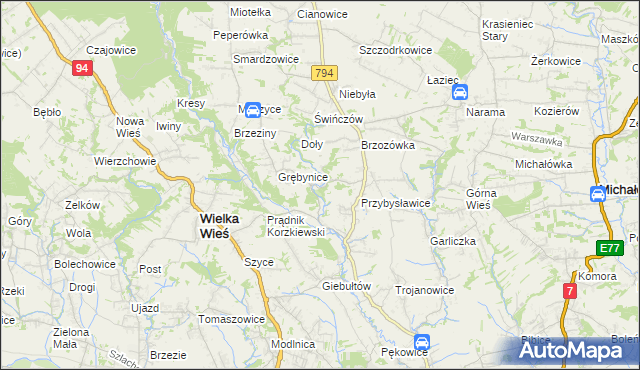 mapa Korzkiew, Korzkiew na mapie Targeo