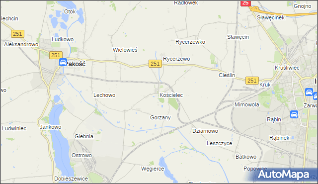 mapa Kościelec gmina Pakość, Kościelec gmina Pakość na mapie Targeo