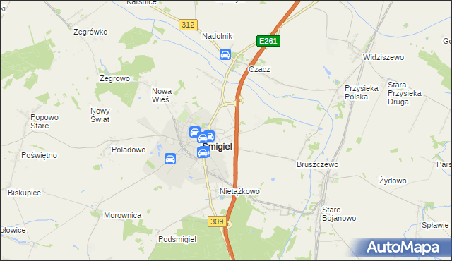 mapa Koszanowo gmina Śmigiel, Koszanowo gmina Śmigiel na mapie Targeo