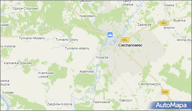 mapa Kozarze, Kozarze na mapie Targeo