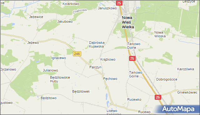 mapa Krążkowo gmina Złotniki Kujawskie, Krążkowo gmina Złotniki Kujawskie na mapie Targeo
