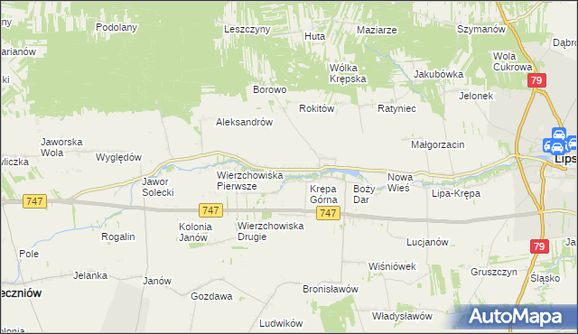 mapa Krępa Kościelna, Krępa Kościelna na mapie Targeo