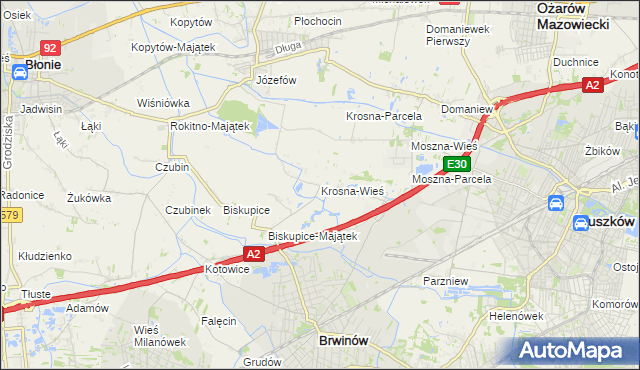 mapa Krosna-Wieś, Krosna-Wieś na mapie Targeo
