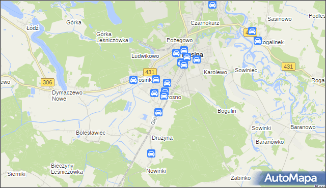 mapa Krosno gmina Mosina, Krosno gmina Mosina na mapie Targeo