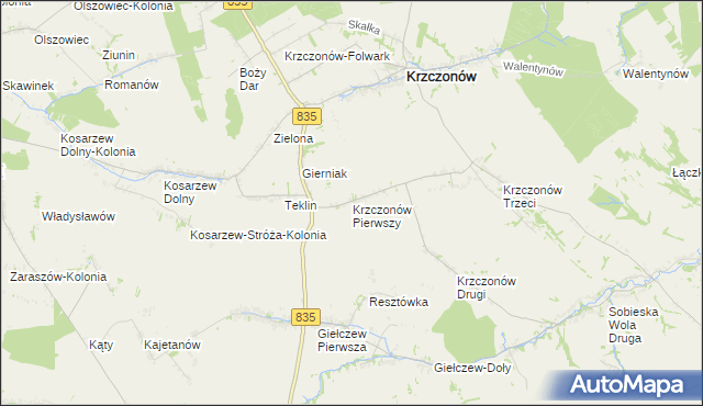 mapa Krzczonów Pierwszy, Krzczonów Pierwszy na mapie Targeo