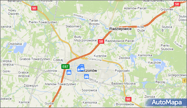 mapa Kuranów, Kuranów na mapie Targeo