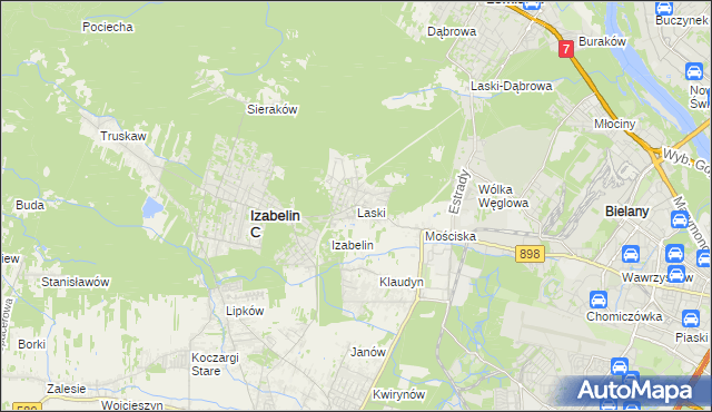 mapa Laski gmina Izabelin, Laski gmina Izabelin na mapie Targeo