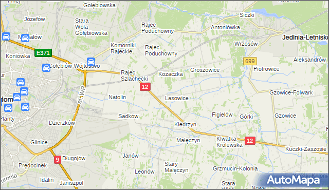 mapa Lasowice gmina Jedlnia-Letnisko, Lasowice gmina Jedlnia-Letnisko na mapie Targeo