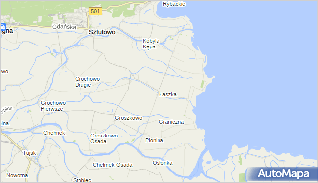 mapa Łaszka, Łaszka na mapie Targeo