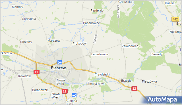 mapa Lenartowice gmina Pleszew, Lenartowice gmina Pleszew na mapie Targeo