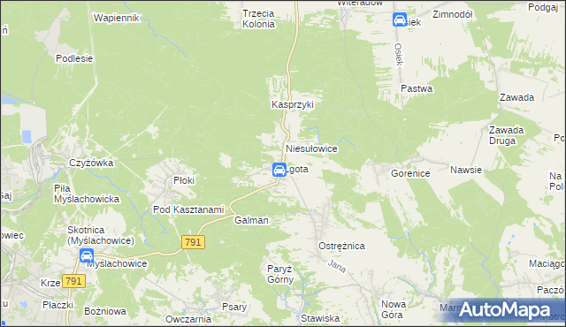 mapa Lgota gmina Trzebinia, Lgota gmina Trzebinia na mapie Targeo