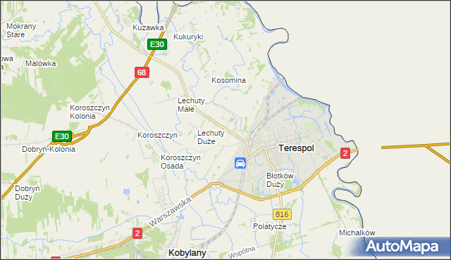 mapa Łobaczew Duży, Łobaczew Duży na mapie Targeo