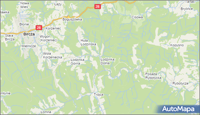 mapa Łodzinka Dolna, Łodzinka Dolna na mapie Targeo