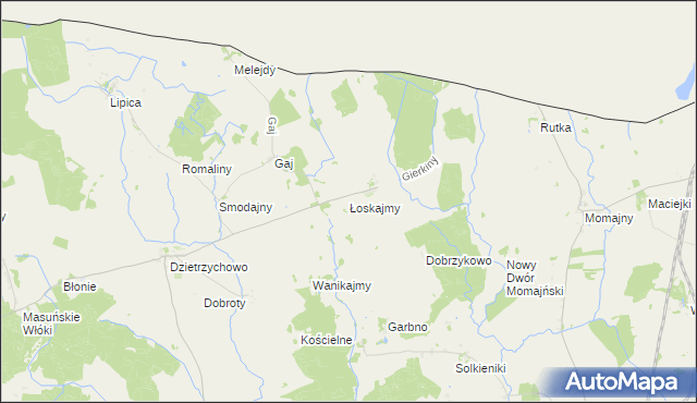 mapa Łoskajmy gmina Sępopol, Łoskajmy gmina Sępopol na mapie Targeo