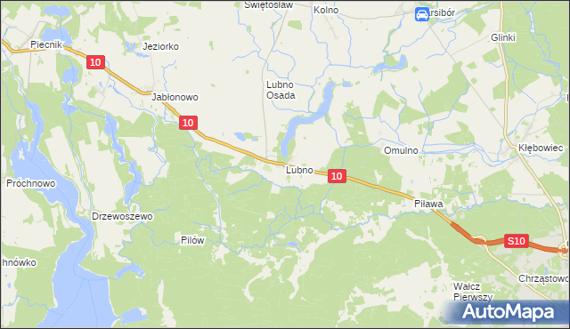 mapa Lubno gmina Wałcz, Lubno gmina Wałcz na mapie Targeo