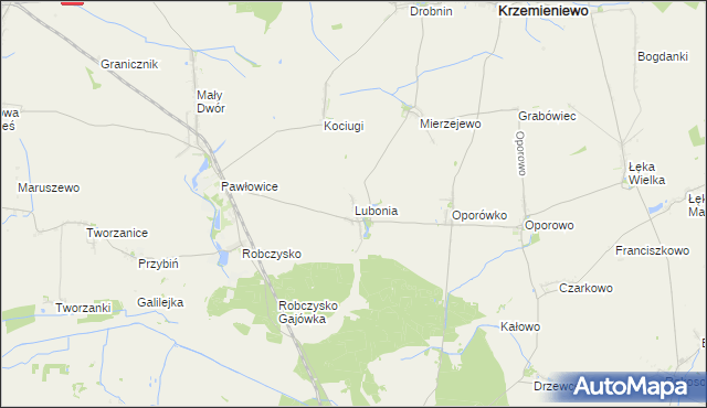 mapa Lubonia gmina Krzemieniewo, Lubonia gmina Krzemieniewo na mapie Targeo