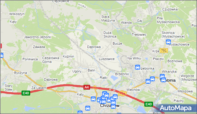 mapa Luszowice gmina Chrzanów, Luszowice gmina Chrzanów na mapie Targeo