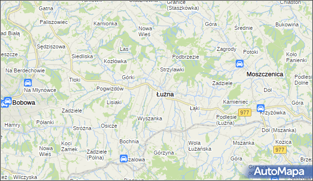 mapa Łużna, Łużna na mapie Targeo