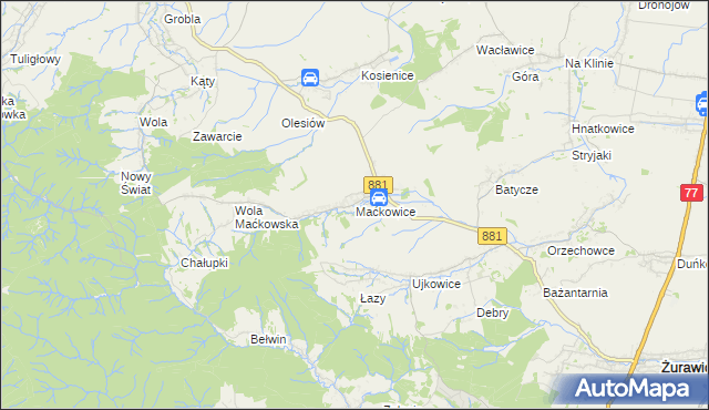 mapa Maćkowice, Maćkowice na mapie Targeo