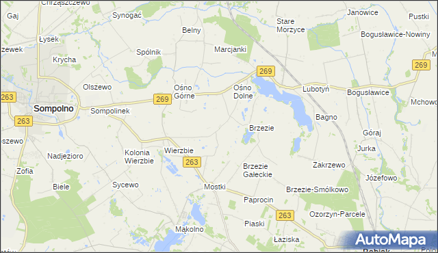 mapa Marcinkowo gmina Sompolno, Marcinkowo gmina Sompolno na mapie Targeo