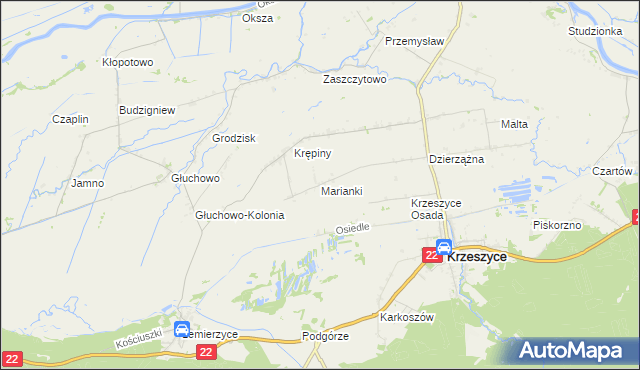 mapa Marianki gmina Krzeszyce, Marianki gmina Krzeszyce na mapie Targeo