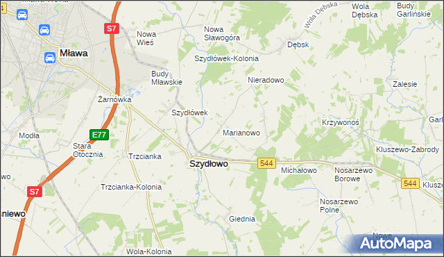 mapa Marianowo gmina Szydłowo, Marianowo gmina Szydłowo na mapie Targeo