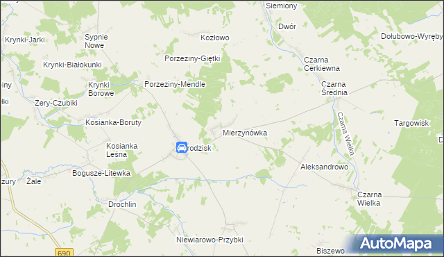 mapa Mierzynówka, Mierzynówka na mapie Targeo