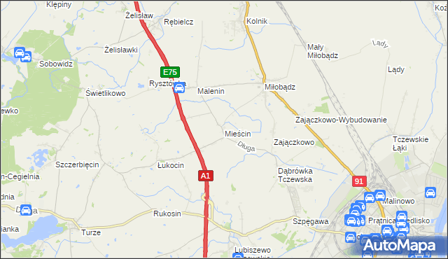 mapa Mieścin, Mieścin na mapie Targeo