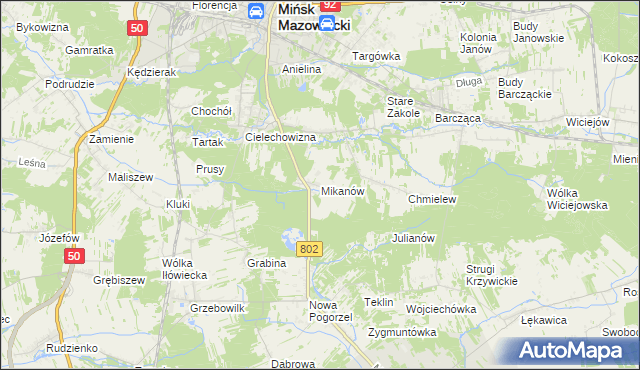 mapa Mikanów, Mikanów na mapie Targeo