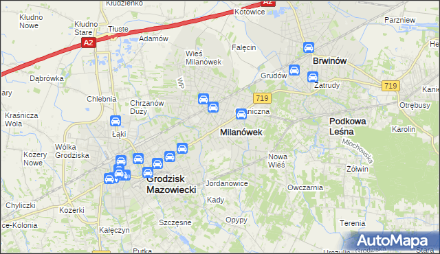 mapa Milanówek, Milanówek na mapie Targeo
