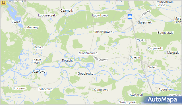 mapa Młodzikowo, Młodzikowo na mapie Targeo