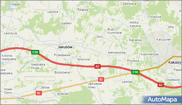 mapa Moczydła gmina Jakubów, Moczydła gmina Jakubów na mapie Targeo