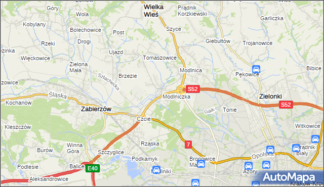 mapa Modlniczka, Modlniczka na mapie Targeo