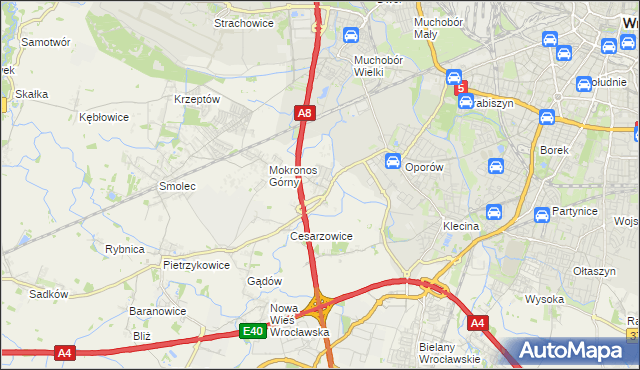 mapa Mokronos Dolny, Mokronos Dolny na mapie Targeo