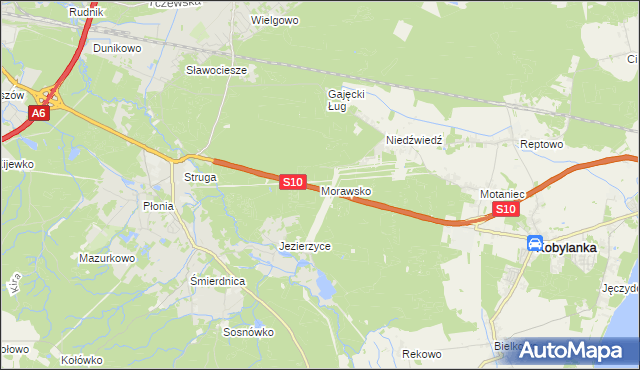 mapa Morawsko gmina Kobylanka, Morawsko gmina Kobylanka na mapie Targeo