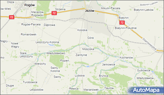 mapa Mościska gmina Jeżów, Mościska gmina Jeżów na mapie Targeo