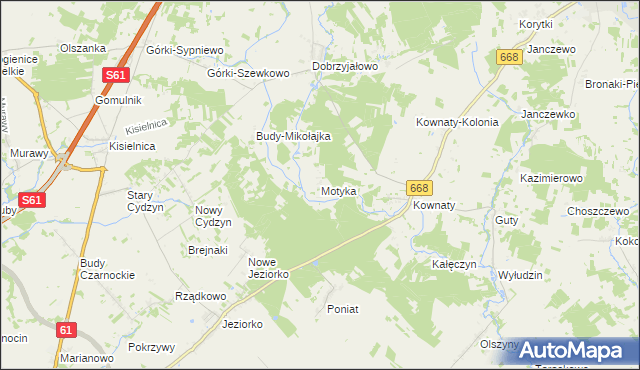 mapa Motyka, Motyka na mapie Targeo