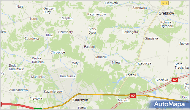 mapa Mroczki gmina Kałuszyn, Mroczki gmina Kałuszyn na mapie Targeo