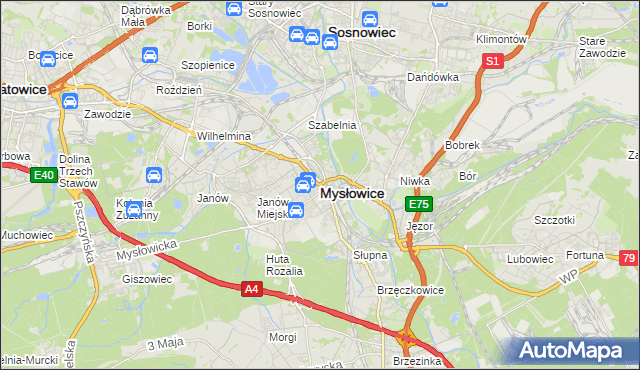 mapa Mysłowice, Mysłowice na mapie Targeo