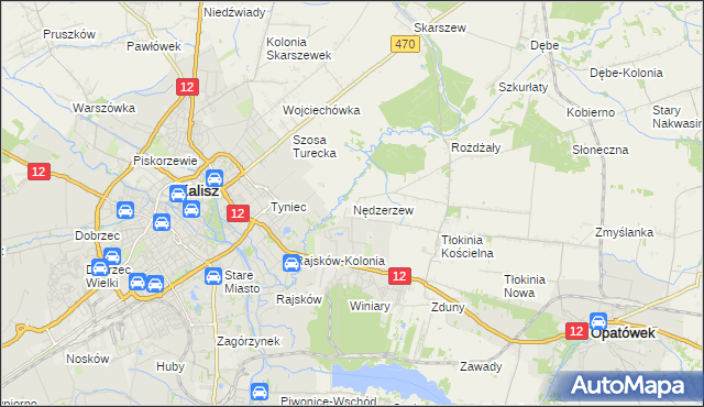 mapa Nędzerzew gmina Opatówek, Nędzerzew gmina Opatówek na mapie Targeo