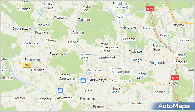 mapa Niedźwiedź gmina Strawczyn, Niedźwiedź gmina Strawczyn na mapie Targeo