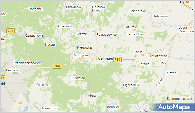 mapa Niegowa, Niegowa na mapie Targeo