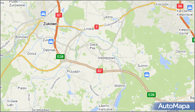 mapa Niestępowo, Niestępowo na mapie Targeo