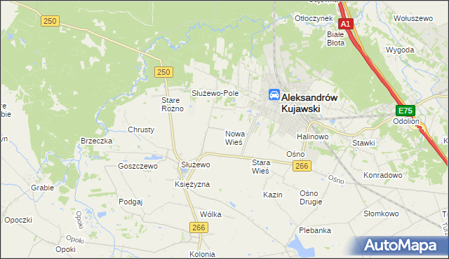 mapa Nowa Wieś gmina Aleksandrów Kujawski, Nowa Wieś gmina Aleksandrów Kujawski na mapie Targeo