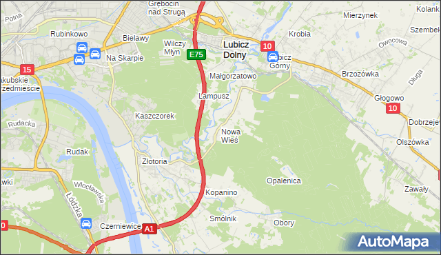 mapa Nowa Wieś gmina Lubicz, Nowa Wieś gmina Lubicz na mapie Targeo