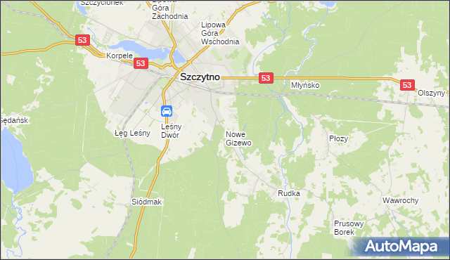 mapa Nowe Gizewo, Nowe Gizewo na mapie Targeo