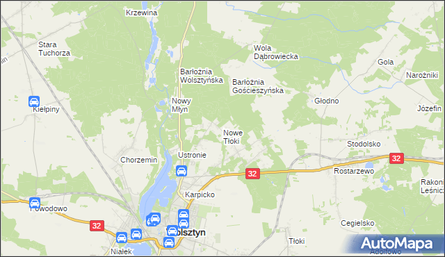 mapa Nowe Tłoki, Nowe Tłoki na mapie Targeo